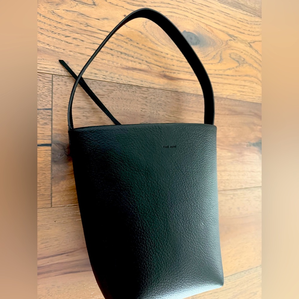 Leather bucket tote in small size black - new